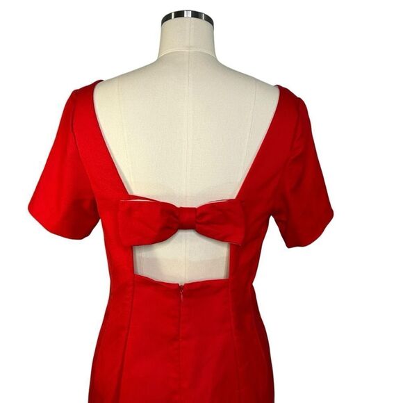 Anthropologie Maeve Red Bow Sheath Mini Dress | Size 8 - Picture 5 of 8